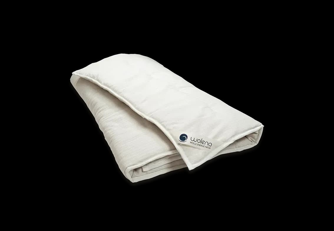 kühlende Matratzenauflage aus Wolle-Hanf, pflegeleicht mit Spanngummis an den Ecken